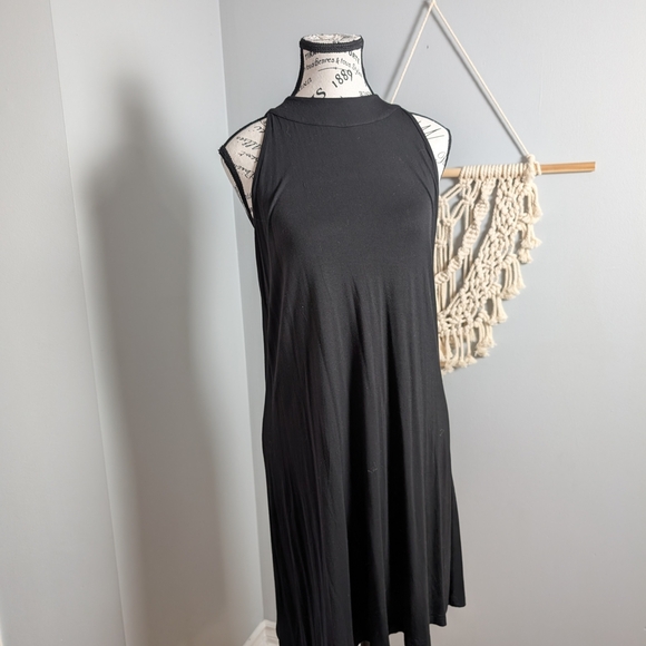 Black Halter Mini Dress Bamboo Soft Small/Medium Classic Cute - Picture 2 of 5